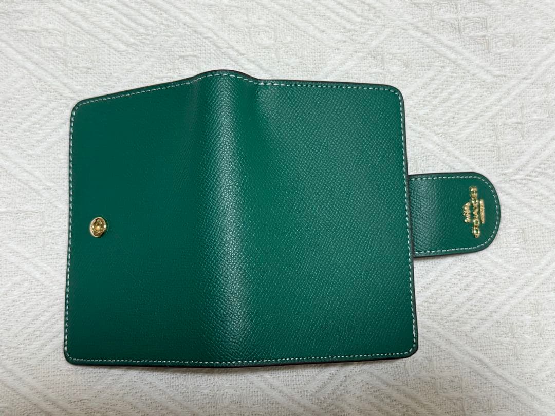 コーチ二つ折財布C6390 グリーン アウトレット