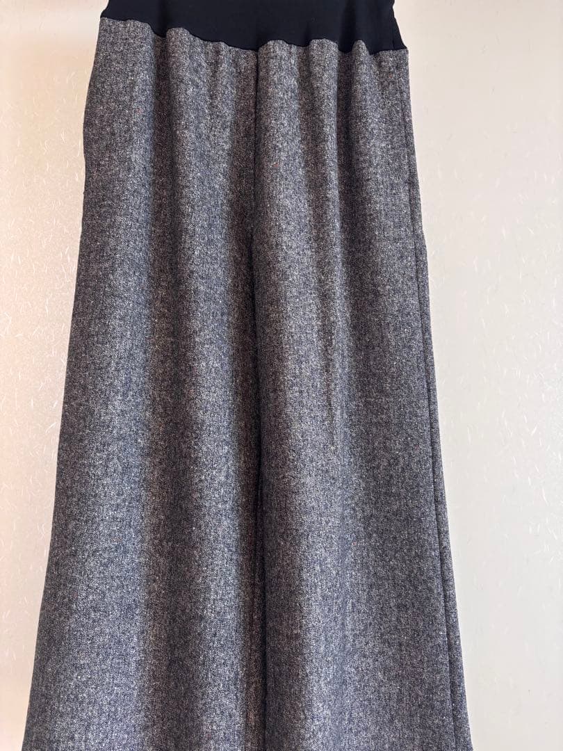 未使用近　ビアズリー ウエストリブネップツイードパンツ 1号　ブラック