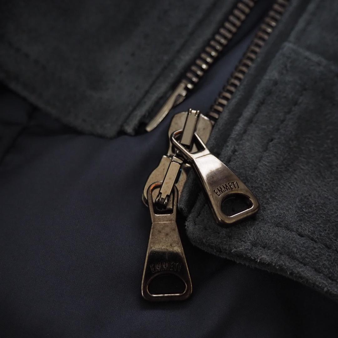 【最高級】 EMMETI ゴートスキン スエードライダースジャケット　暗青