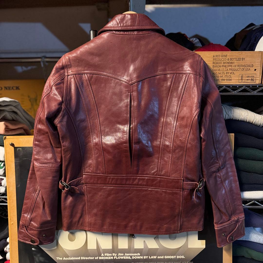 デップ 上質 山羊革 ゴートスキン レザーライダース バーガンディ 短丈