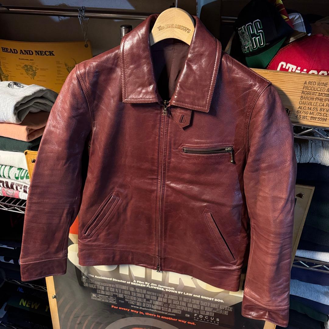 デップ 上質 山羊革 ゴートスキン レザーライダース バーガンディ 短丈