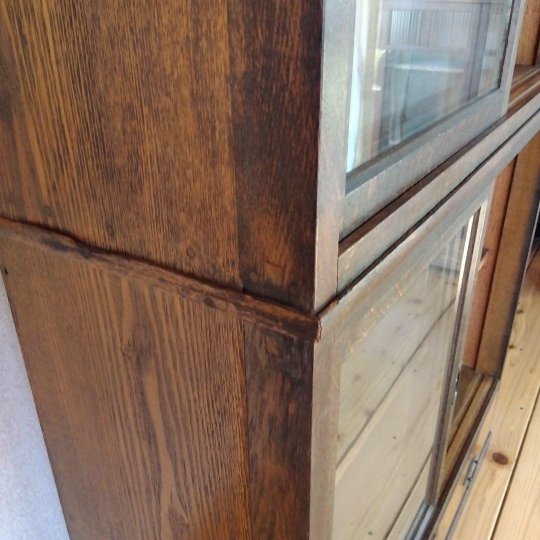 古いガラス戸棚 ガラス収納棚 ビンテージガラスキャビネット 古家具