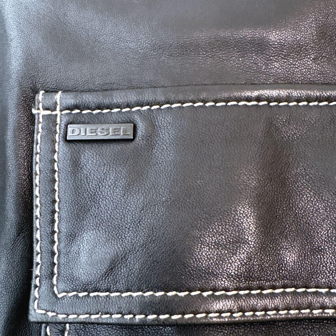 ハズブラ ディーゼル/DIESEL ロゴプレート ラムレザー ジャケット