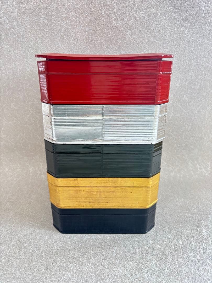 塗匠 五代 川端近左 利休形 縁高 菓子器 共箱 片木目五色縁高 共箱