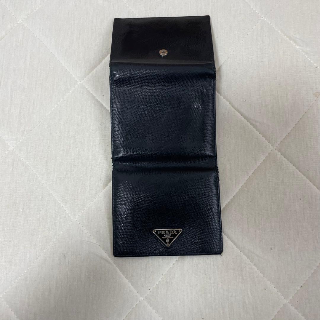 PRADA プラダ ブラック 三つ折り財布 サフィアーノレザー