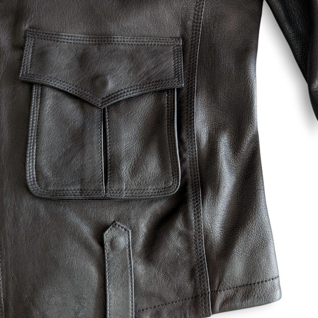 美品 LHP 斜めダブルジップ ラムレザー ライダースジャケット L ブラック