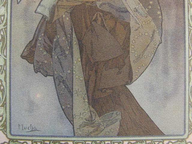 アルフォンス・ミュシャ、月、連作〈四つの星〉より、希少な画集より