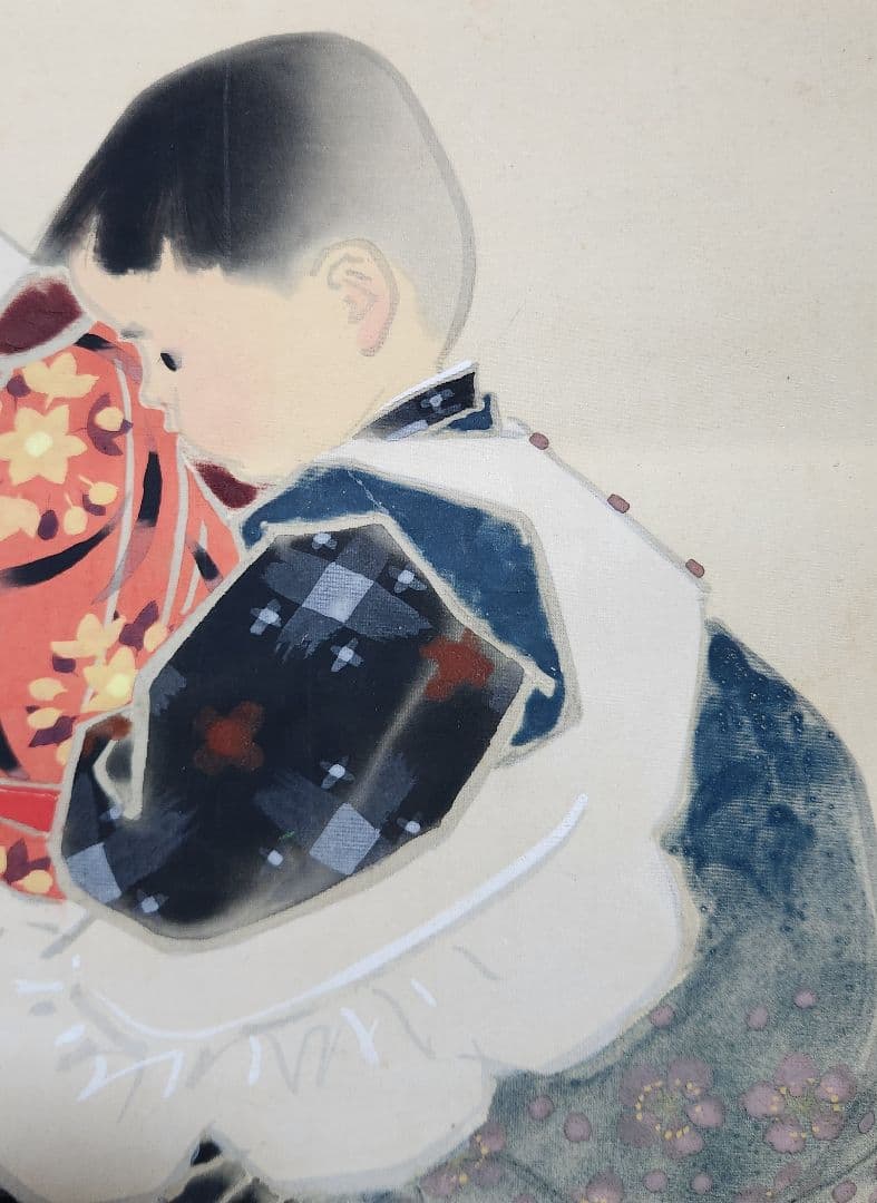 【童図】田中針水 738 こども わらべ 掛け軸 肉筆