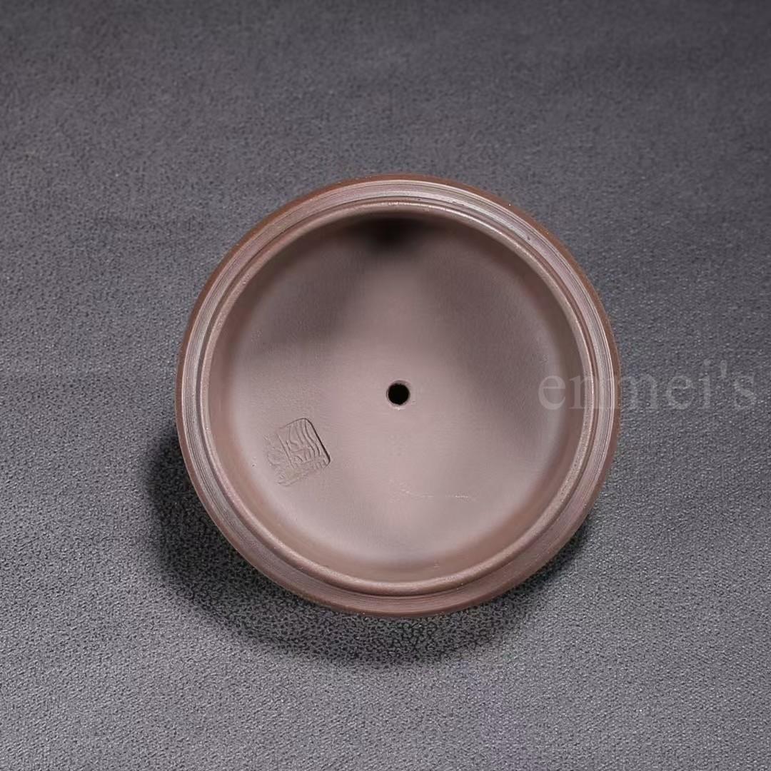 中国古美術・原鉱紫泥一粒珠紫砂壺・底款：自怡軒 蓋款：顧景洲・紫砂・茶壺・茶道具