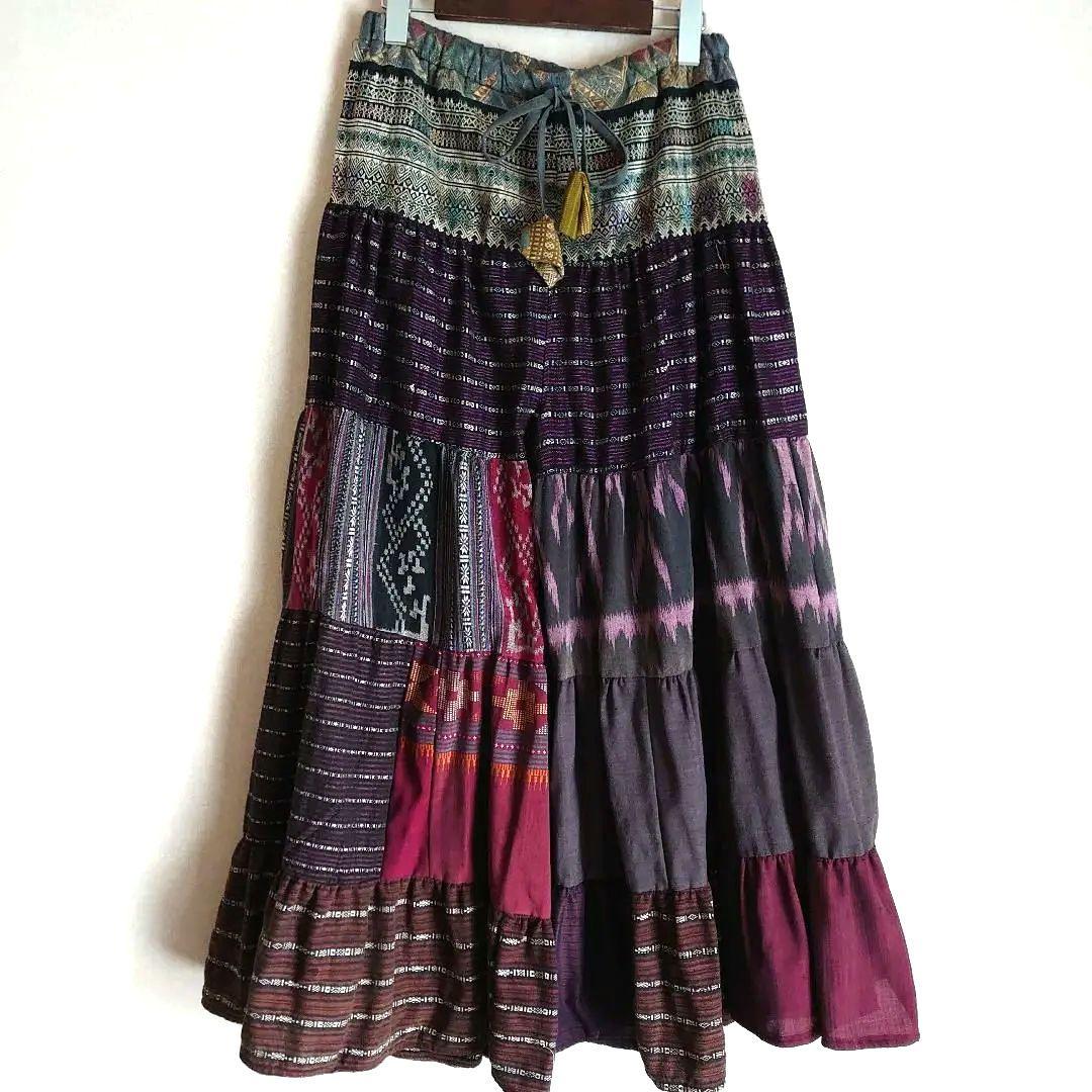 一点もの。古布 エスニック フレアパンツ パッチワーク