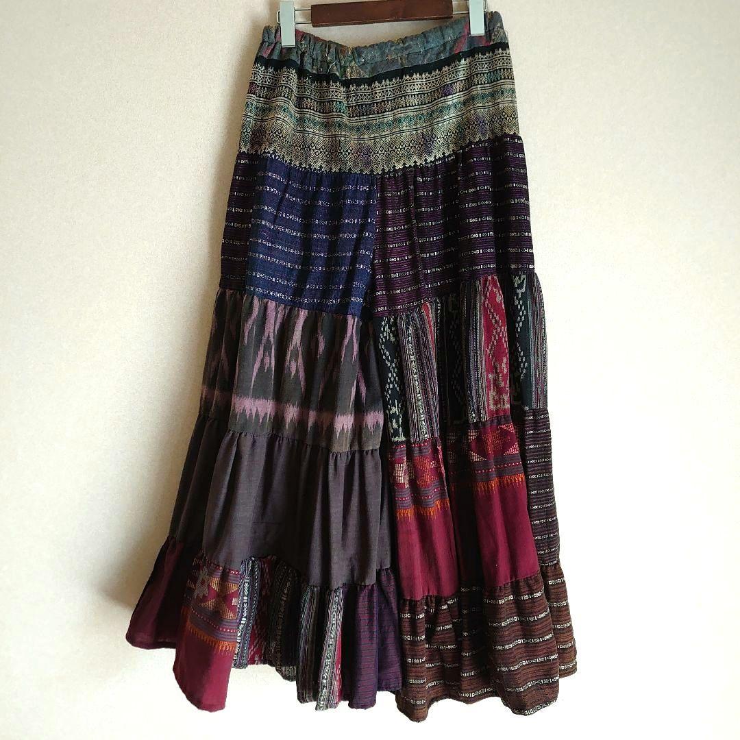 一点もの。古布 エスニック フレアパンツ パッチワーク