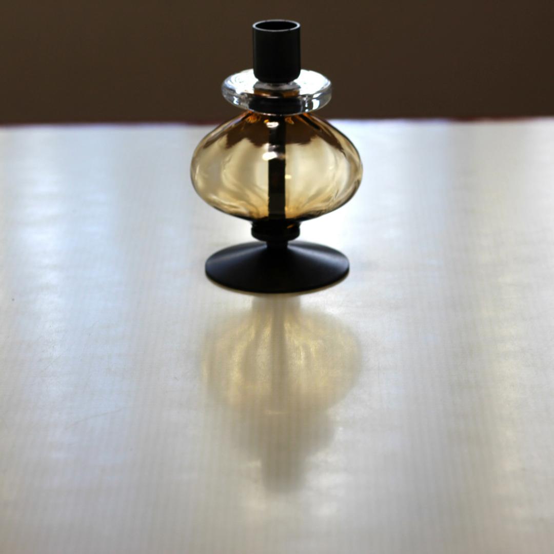 【美品】エリックホグラン　キャンドルスタンド オニオン型　アンバー 01