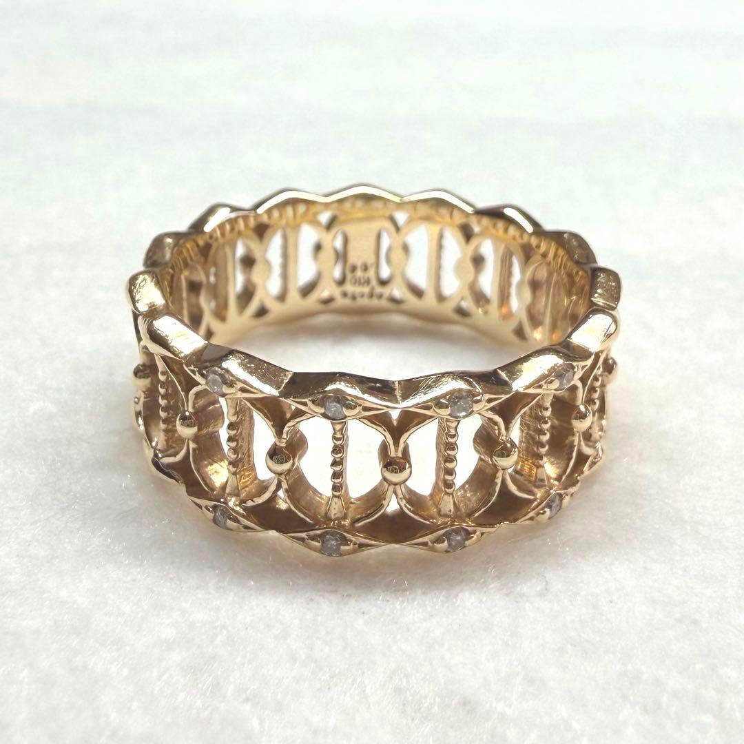 agete 2008年 限定品 11号 K10 透かし　ダイヤ　リング