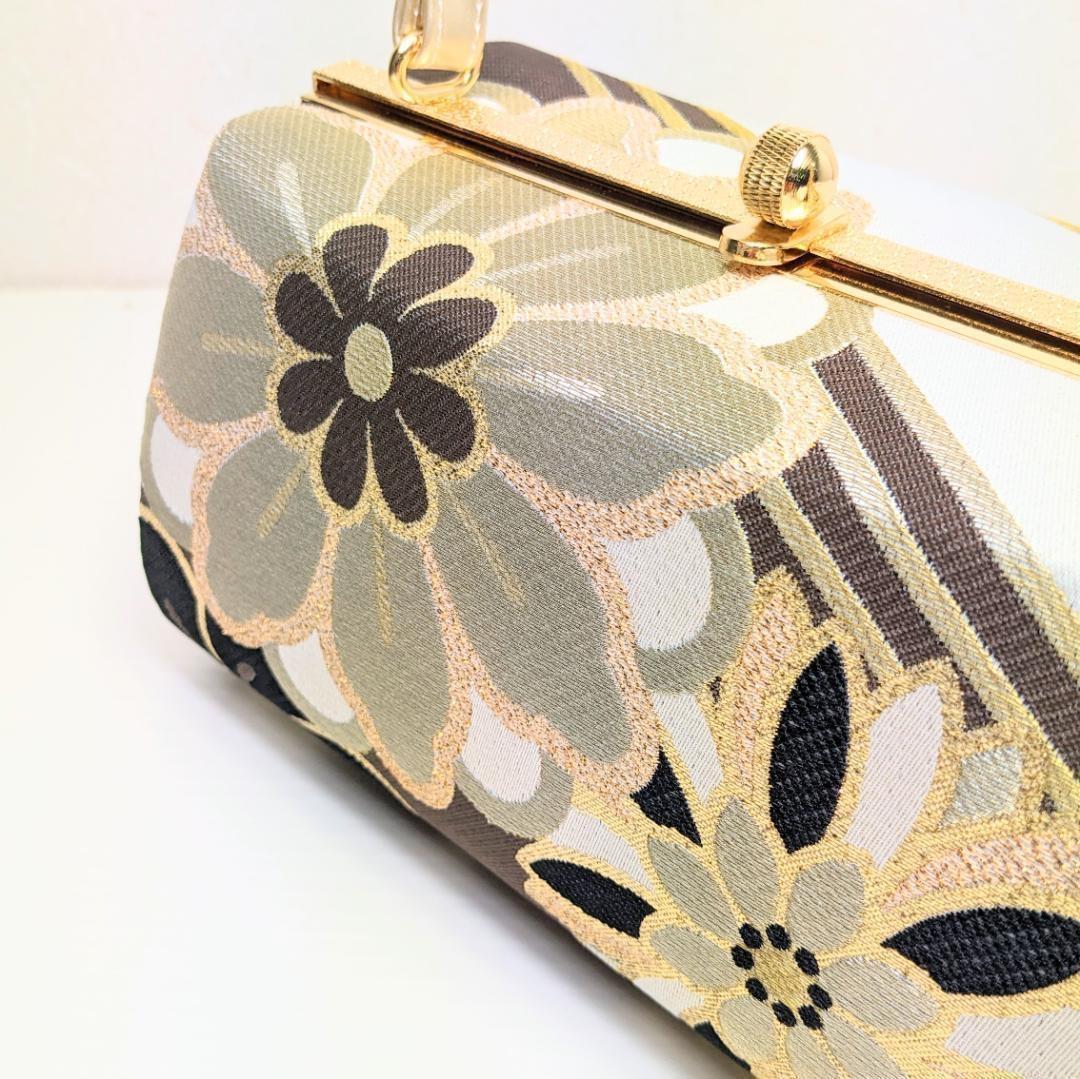 和装 草履 バッグ セット 帯地 ブラウン ゴールド フリーサイズ u94-6