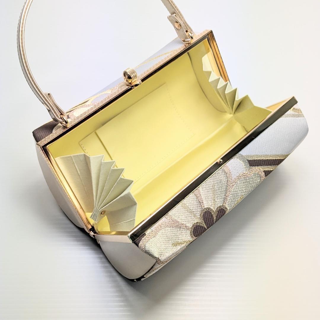 和装 草履 バッグ セット 帯地 ブラウン ゴールド フリーサイズ u94-6