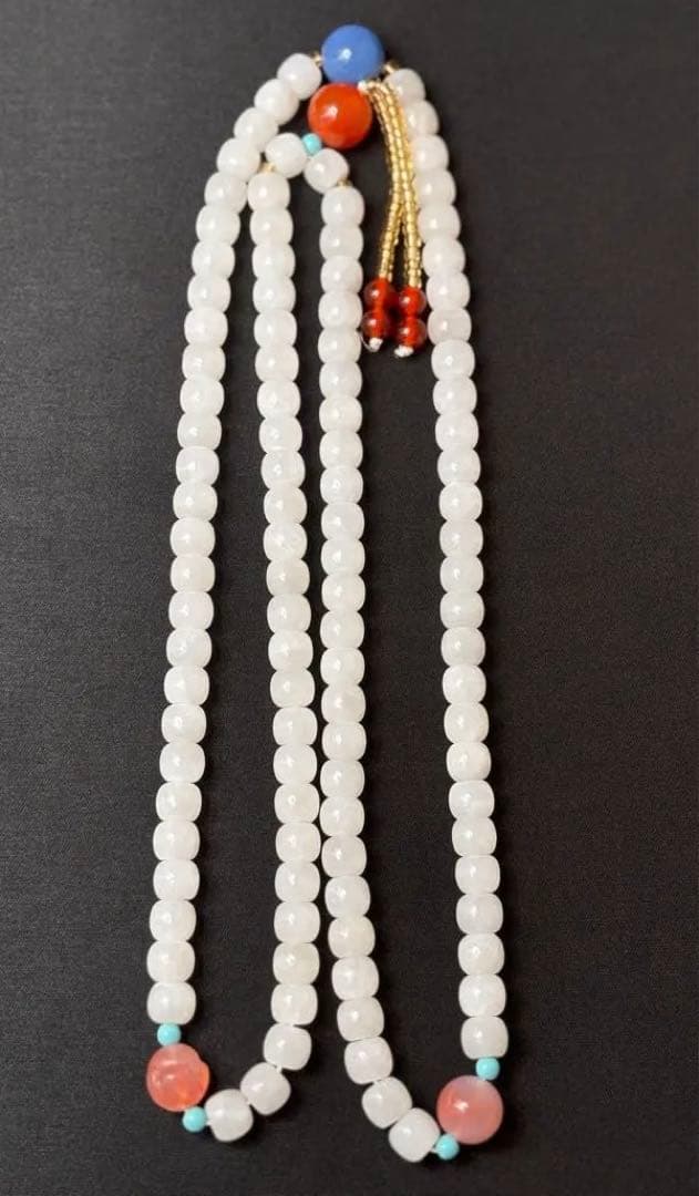 天然 和田玉白玉ネックレス 古美術品【#YS0060】