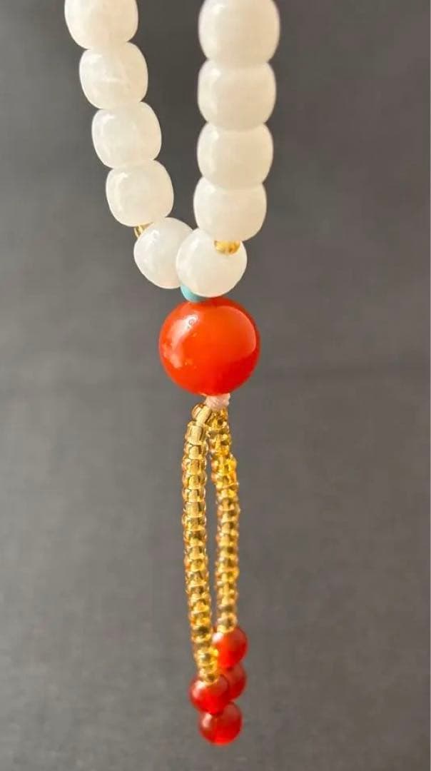 天然 和田玉白玉ネックレス 古美術品【#YS0060】