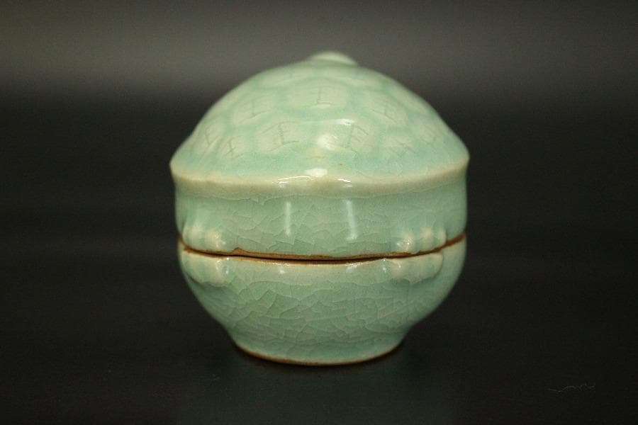 茶道具 香具 高麗 青磁 大亀香合 共箱(RC936)
