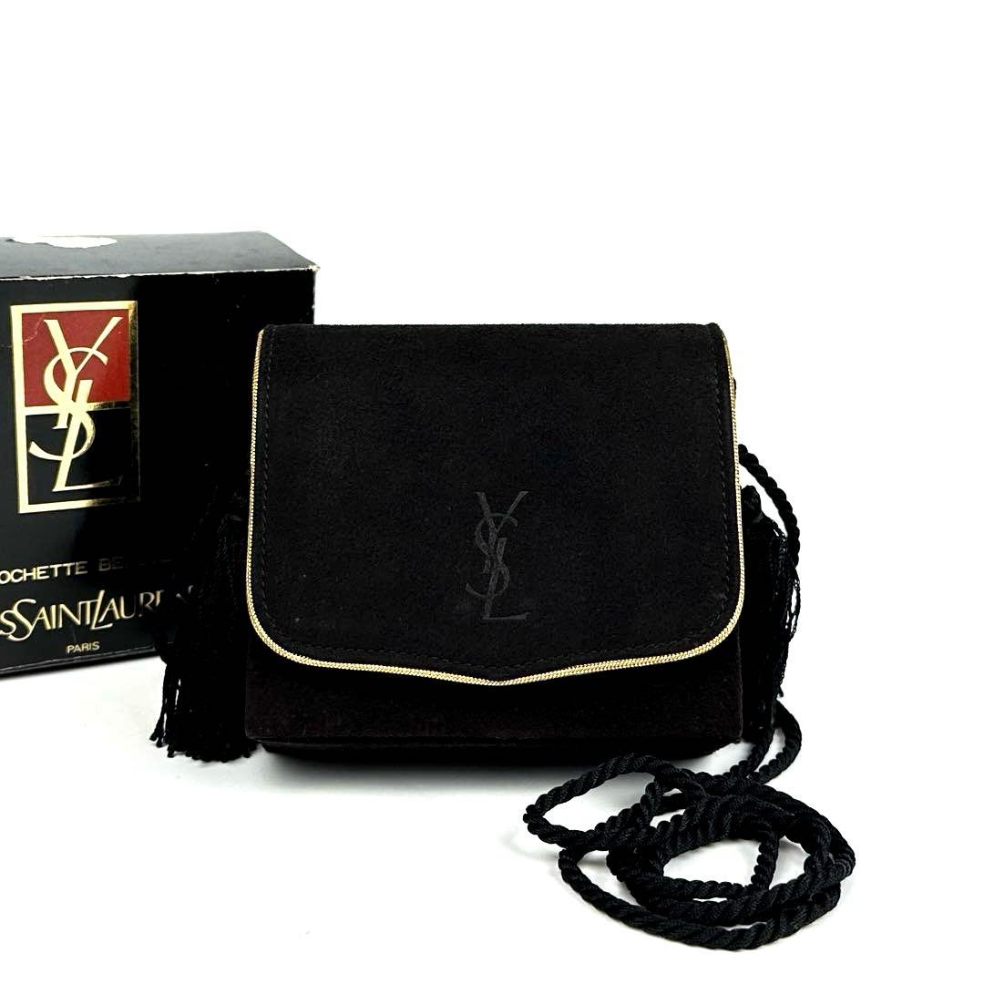 【美品】イヴサンローラン　ショルダーバッグ　YSL　フリンジ　スエード　レザー
