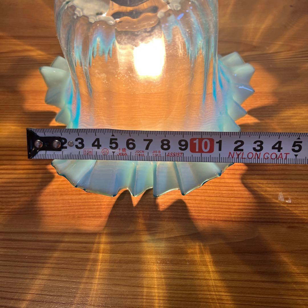 ヴィンテージ　青色フリル付きベル型ペンダントライト