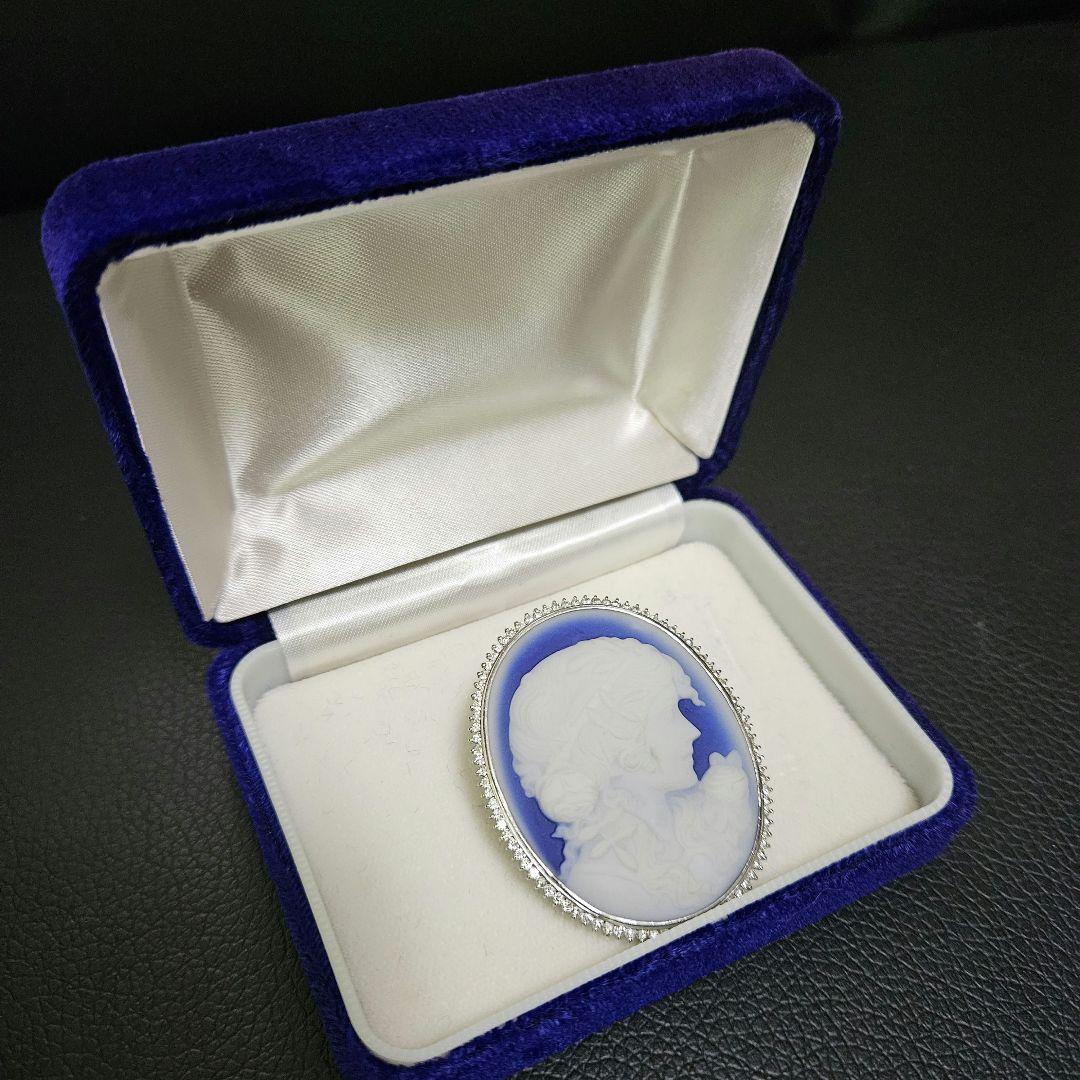 【美品】【鑑定済み】Pt900 プラチナ×ダイヤ カメオブローチ 箱付き！