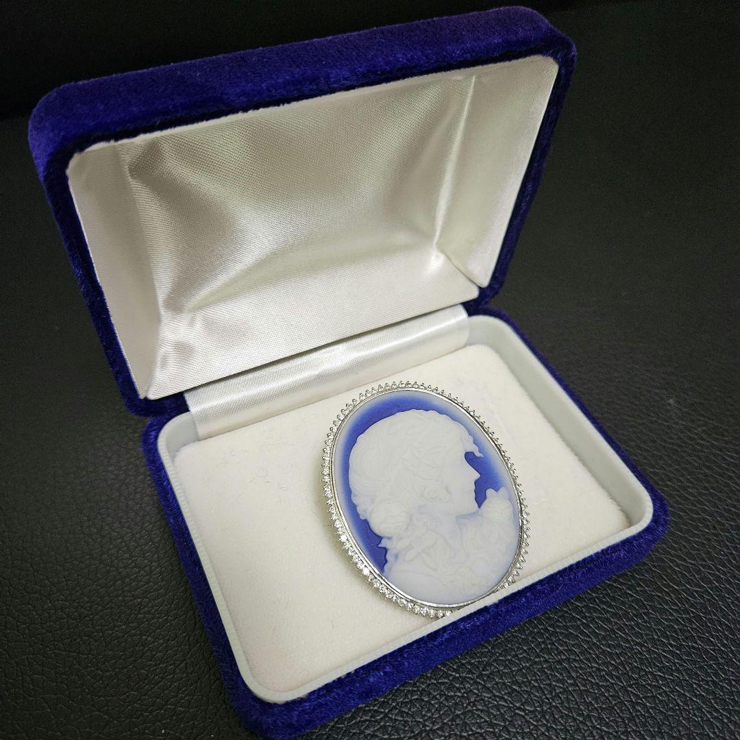 【美品】【鑑定済み】Pt900 プラチナ×ダイヤ カメオブローチ 箱付き！