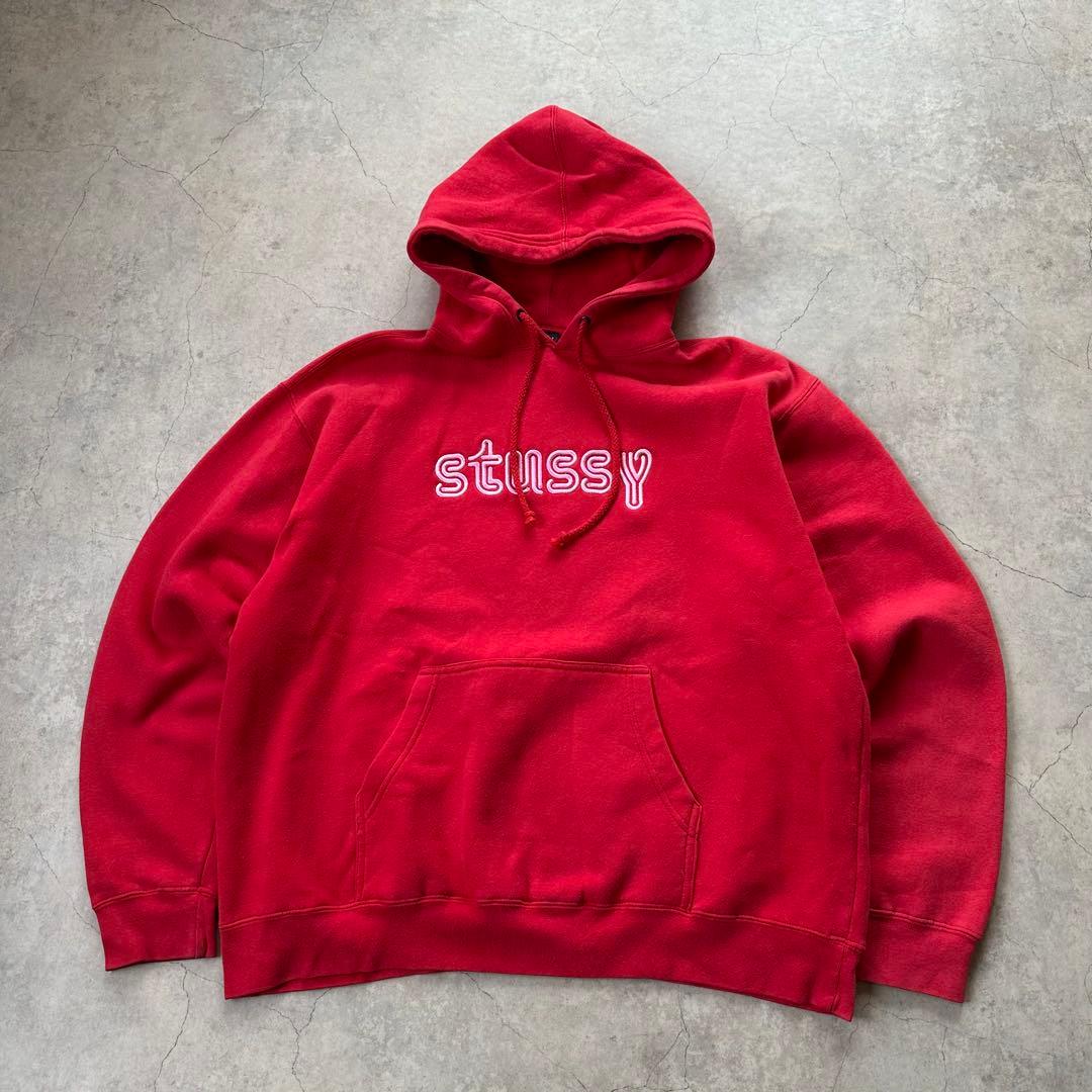 OLD STUSSY ステューシー パーカー デカロゴ 赤