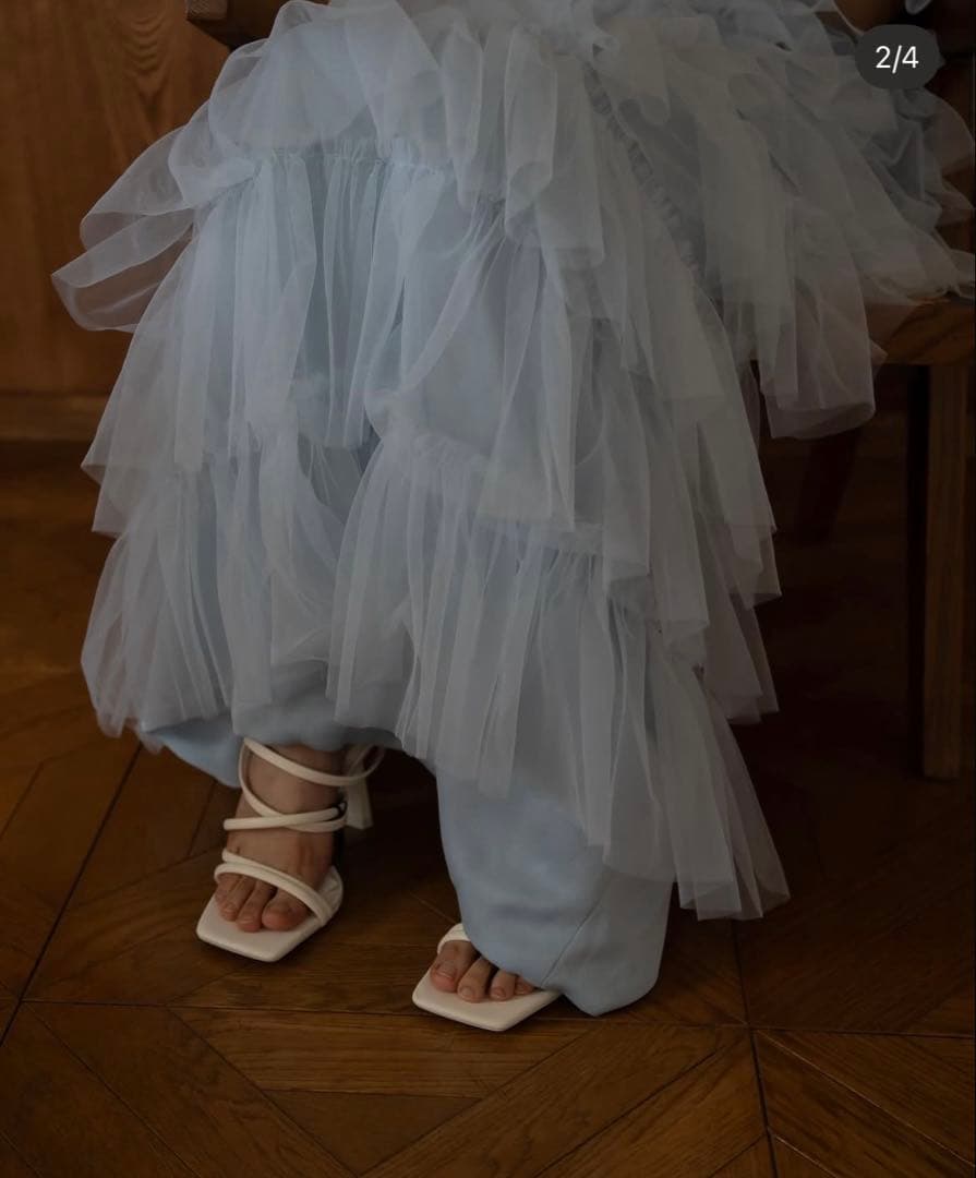 カラードレス　ウエディングドレス　ブルー　シャーベット