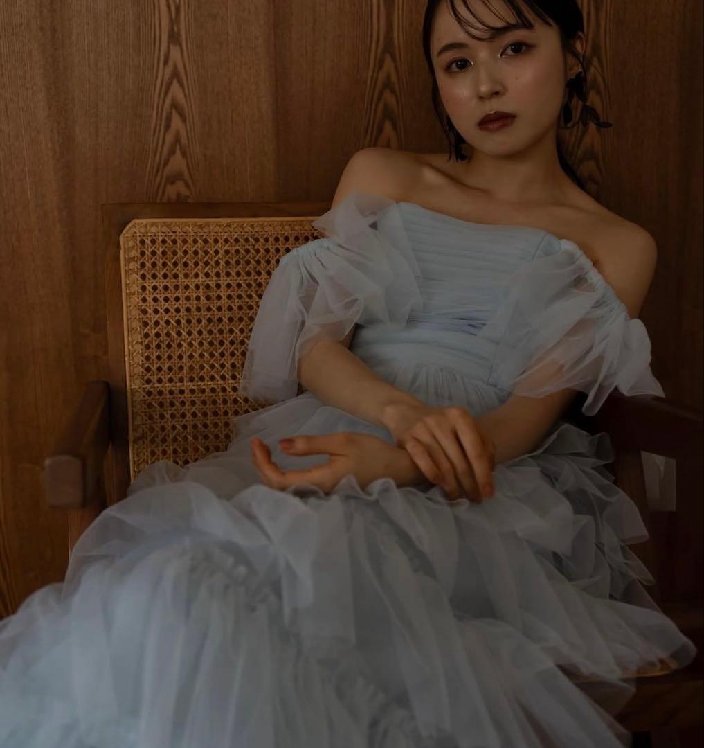 カラードレス　ウエディングドレス　ブルー　シャーベット