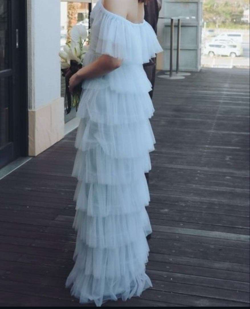 カラードレス　ウエディングドレス　ブルー　シャーベット