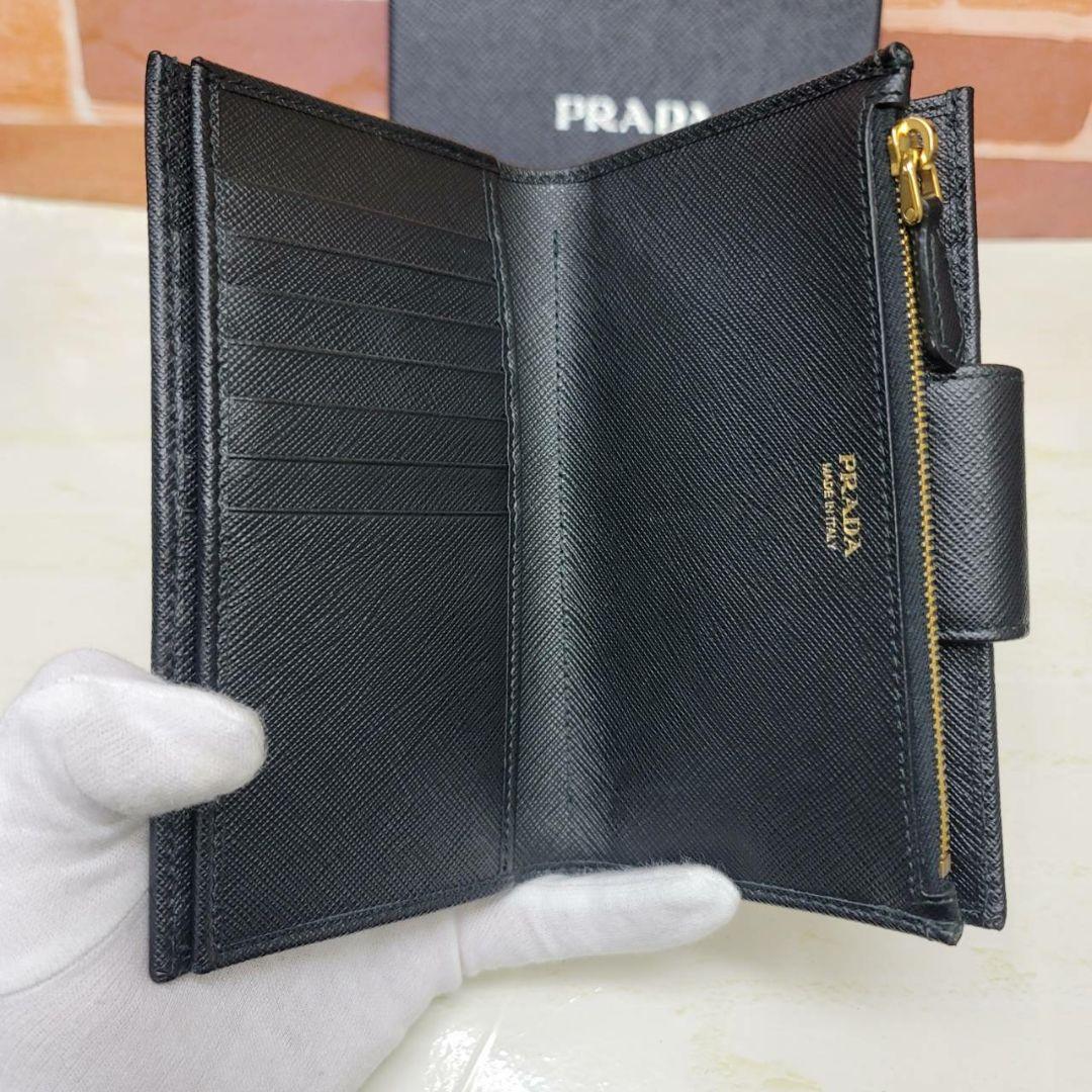 希少 ほぼ未使用PRADA☆鑑定済☆サフィアーノ 1ML005 黒 プラダ財布