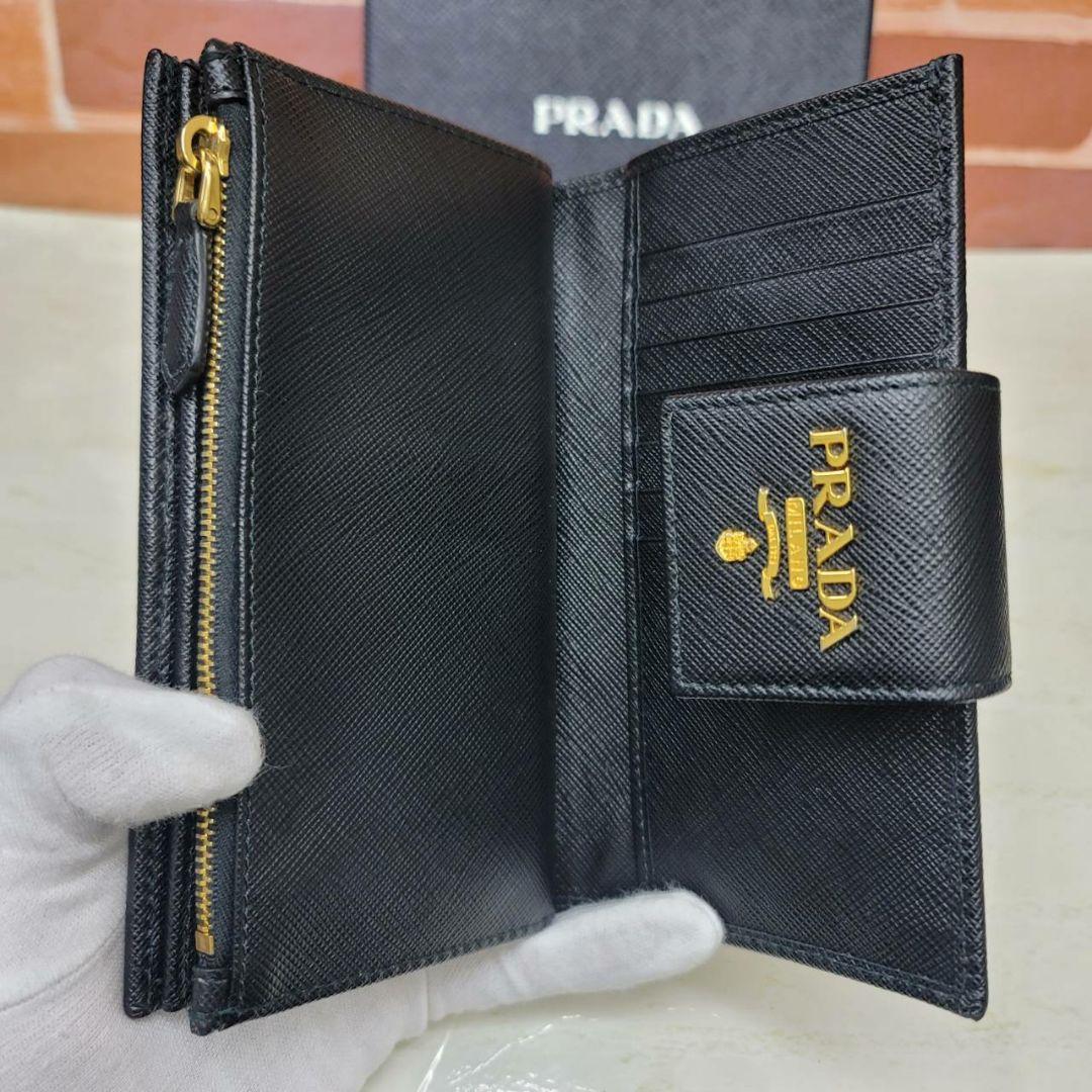 希少 ほぼ未使用PRADA☆鑑定済☆サフィアーノ 1ML005 黒 プラダ財布