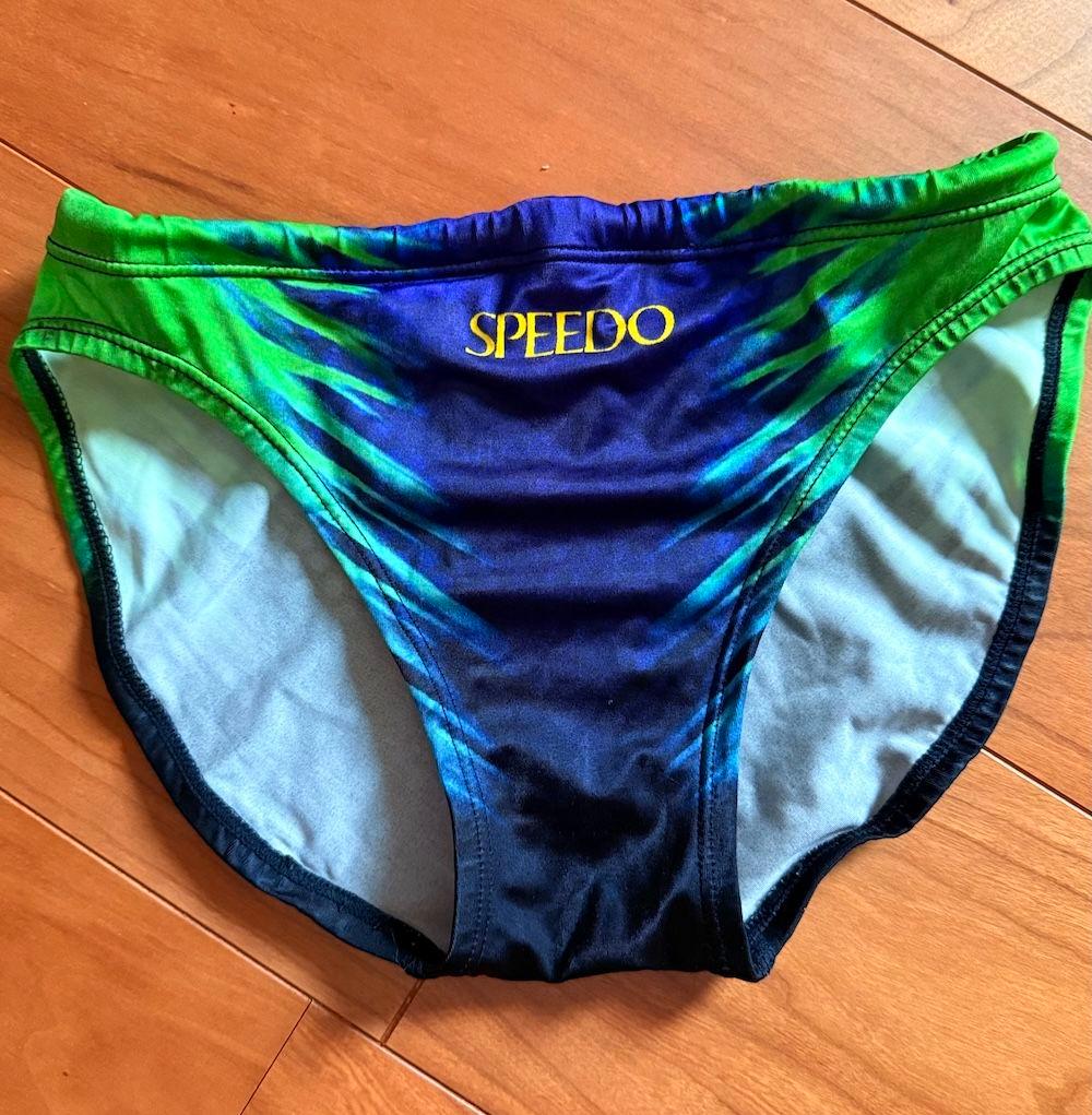 speedo アクアブレード ダイナカット ブルー　L　光沢　ウロコ　競パン