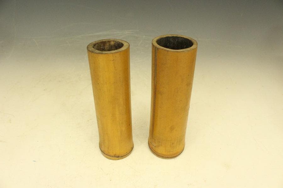 茶道具 六角 青磁 火入 煙草盆 一対 江戸末期-明治(A258)