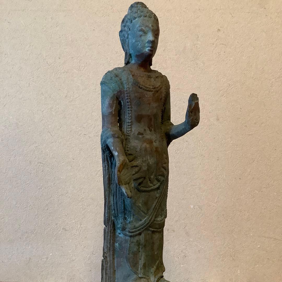12〜13世紀インド「仏釈迦牟尼仏像」仏陀・クシャーン朝・マトゥラー発掘青銅仏