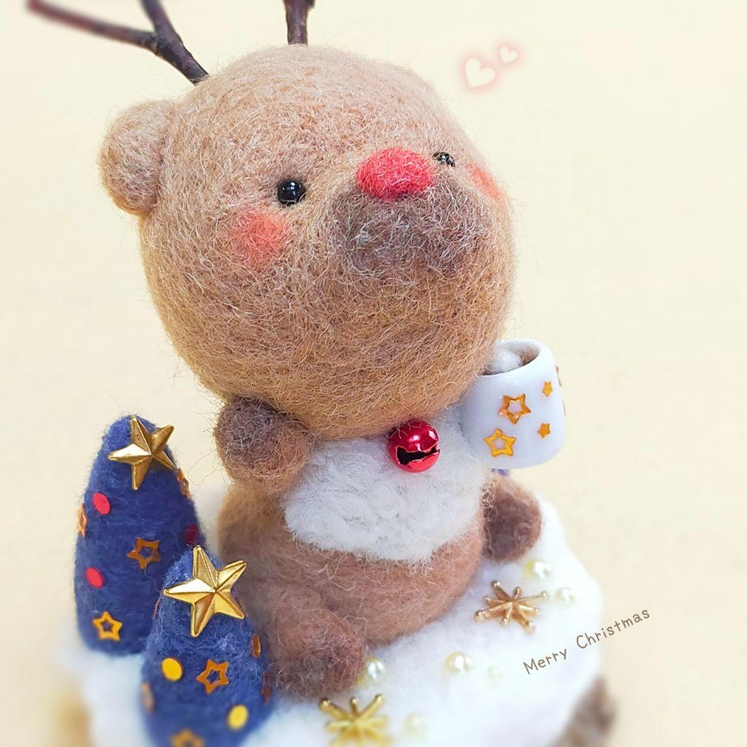 ✿羊毛フェルト✿サンタさんとトナカイさんのCoffee Time✿
