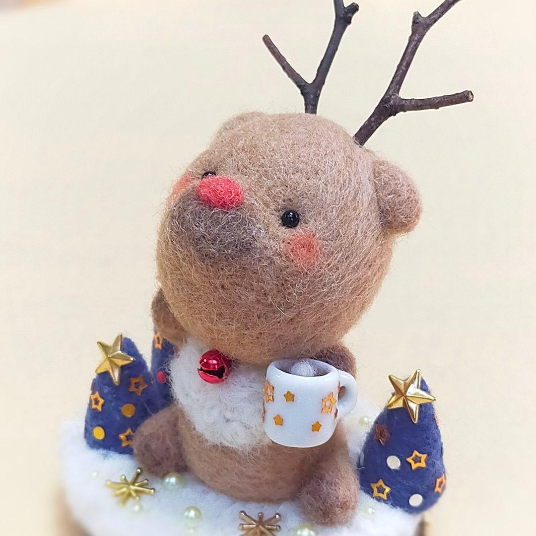 ✿羊毛フェルト✿サンタさんとトナカイさんのCoffee Time✿