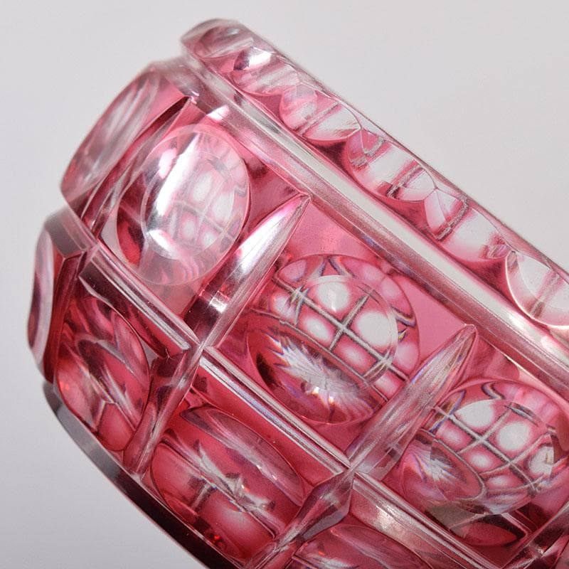 堀口硝子　須田秀石作　江戸切子　玉格子文　小鉢　共箱　2点　D　R8799