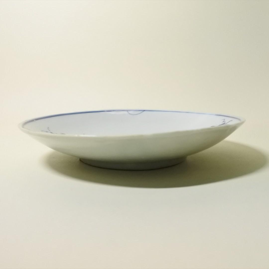 中国　明末清初　古染付　蝶　草花　皿　骨董品　アンティーク