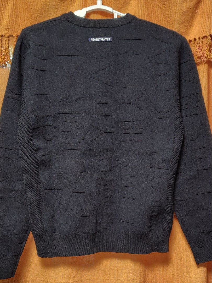 チャーミン様パーリーゲイツ　クルーネック 総柄ロゴニット　ネイビー サイズ2