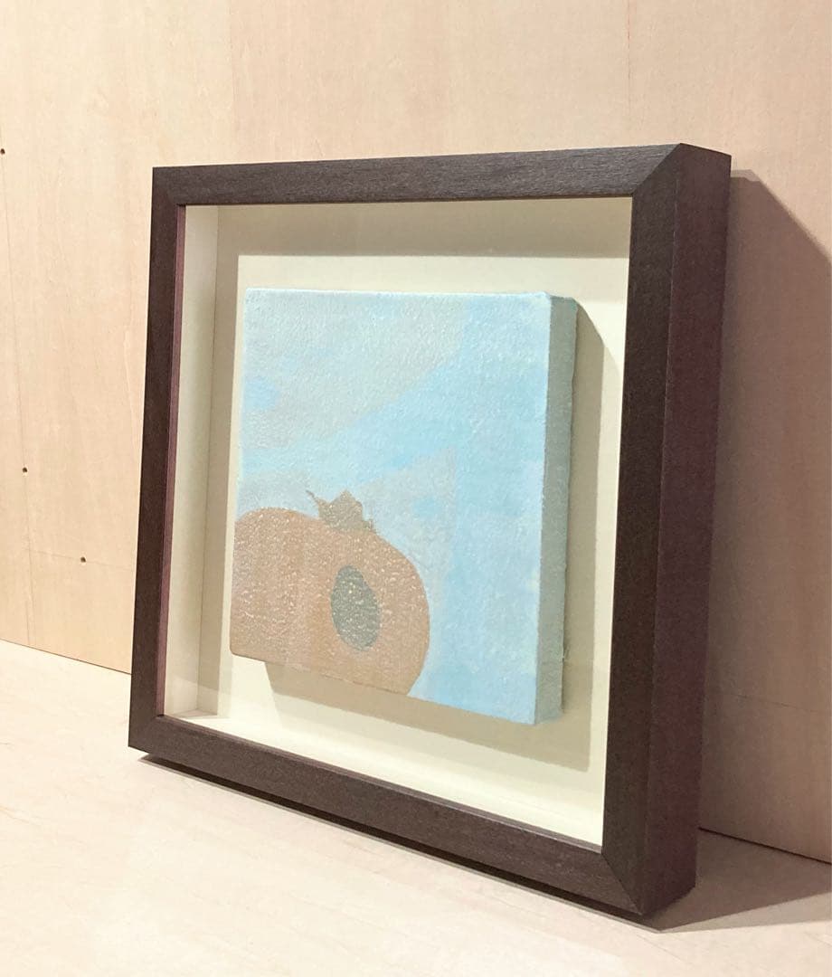 谷田恵美「かき」額装●アクリル画 百貨店取扱い作家●