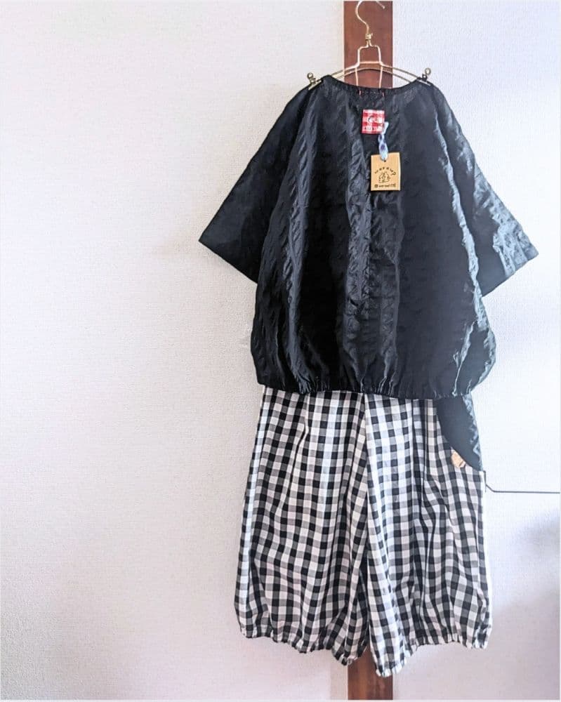 【リバティポケット】バルーンキュロット ギンガムチェック ゆったり ハンドメイド