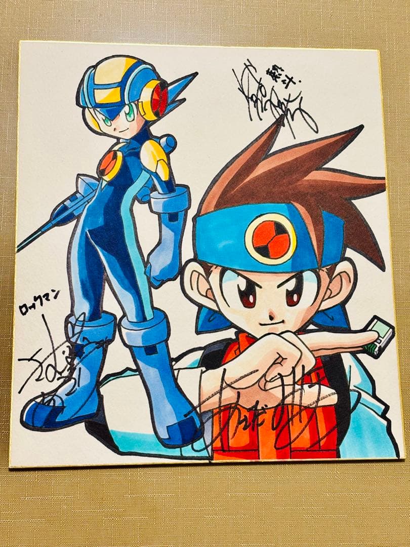 ロックマンエグゼ直筆サイン色紙　あさだみほ先生　木村亜希子さん　比嘉久美子さん