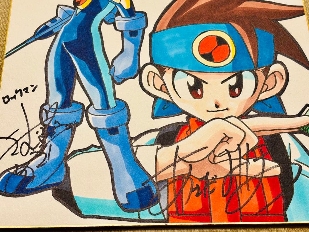 ロックマンエグゼ直筆サイン色紙　あさだみほ先生　木村亜希子さん　比嘉久美子さん