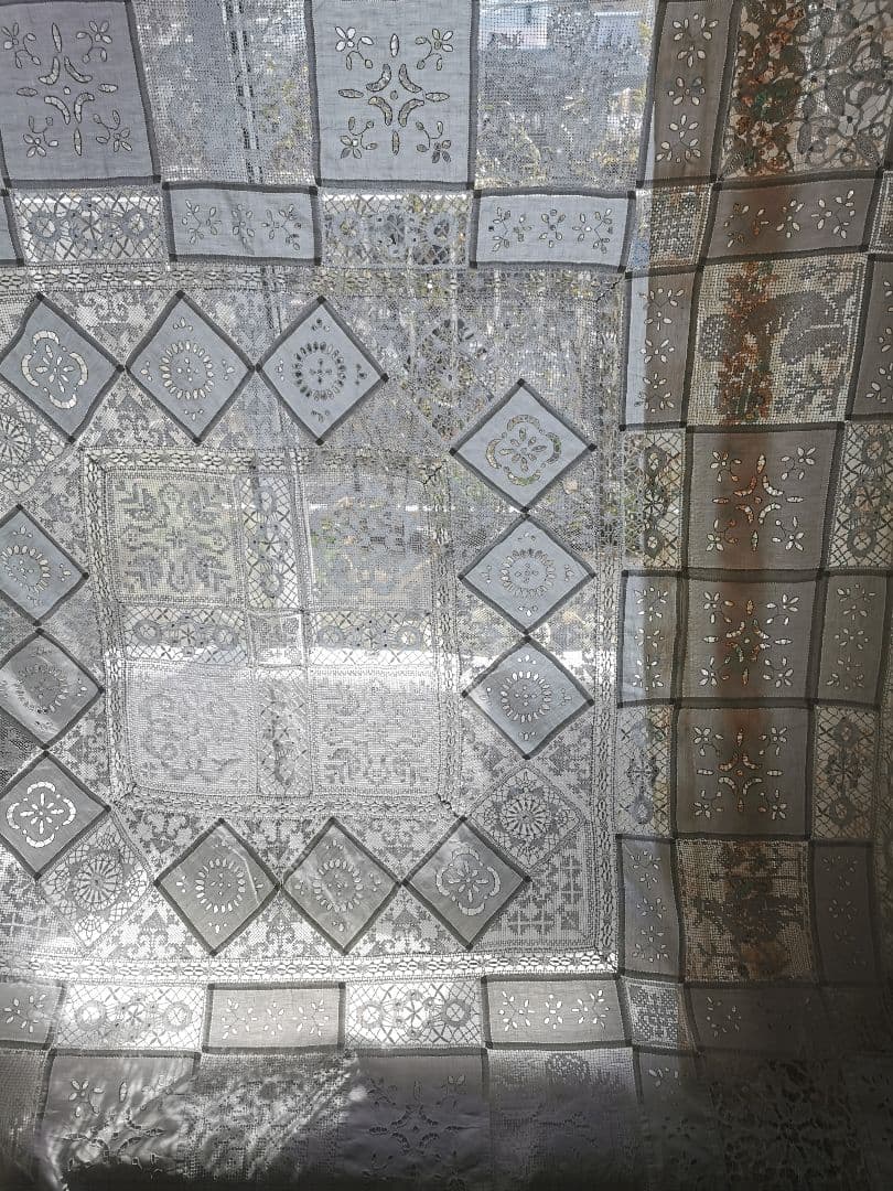 画像追加✛アンティーク 天使騎士フィレレース アイレット パッチワーク大判クロス