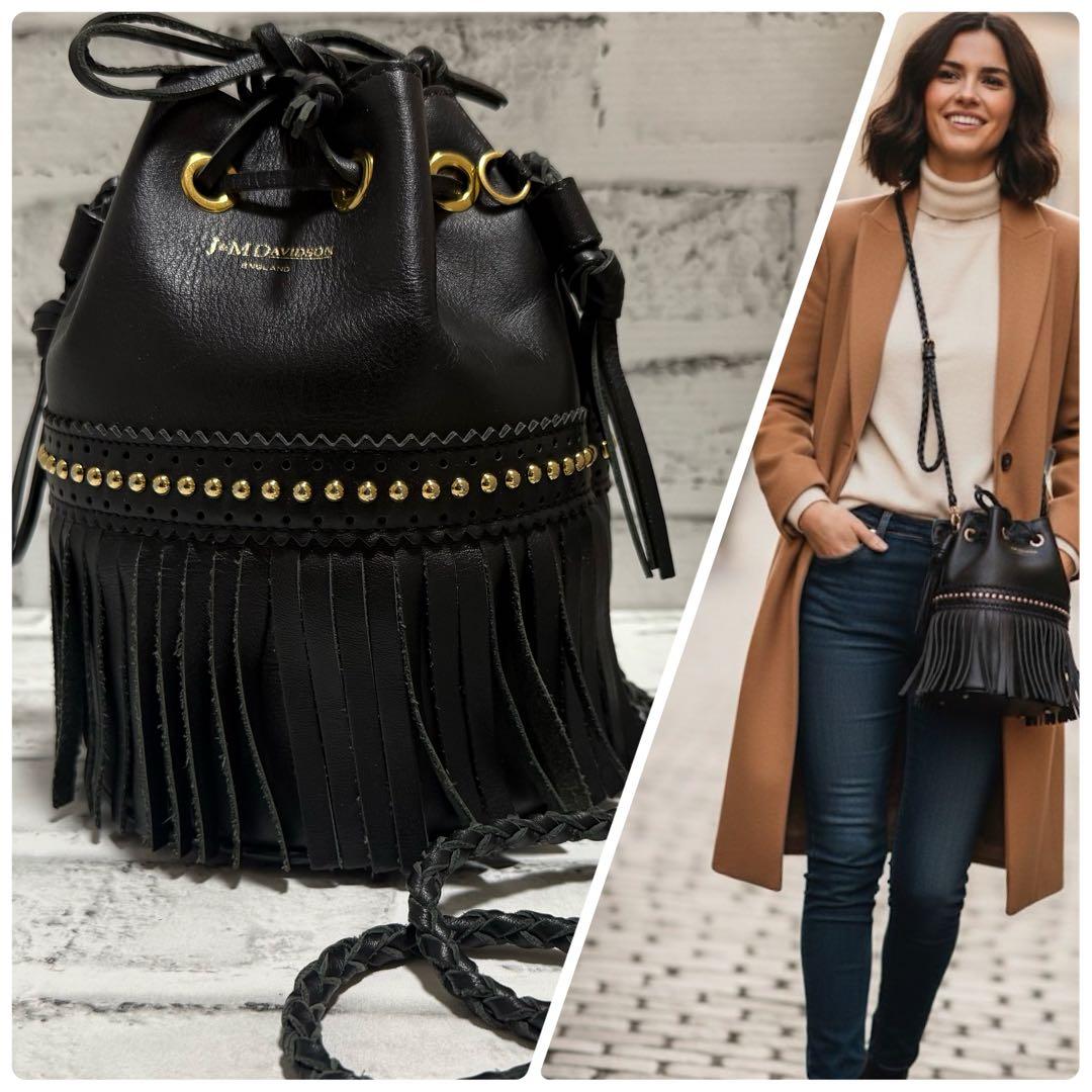 希少/美品✨J&M DAVIDSON カーニバル 黒 スタッズ Y2K フリンジ