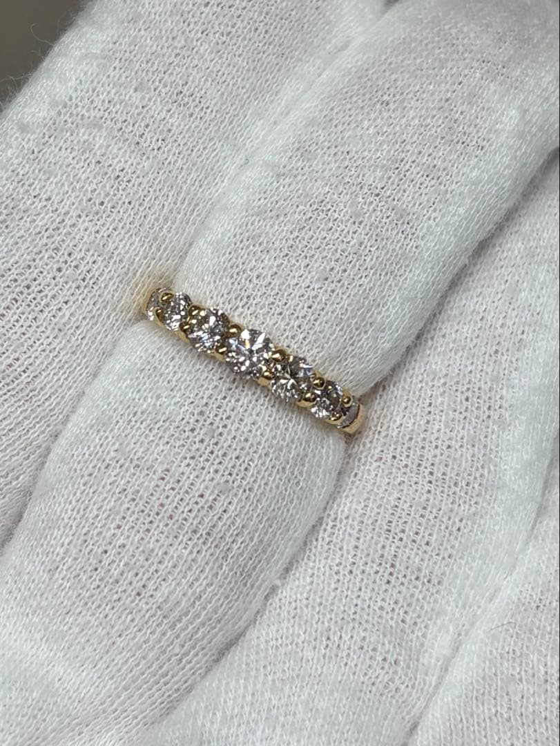 K18YG/ ダイヤリング 1.00ct ハーフエタニティ