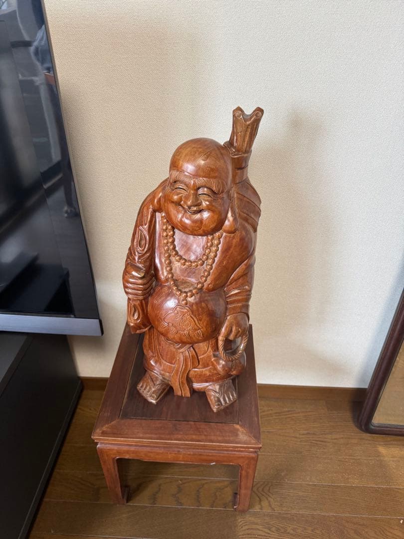 木製 笑顔の仏像 約60cm