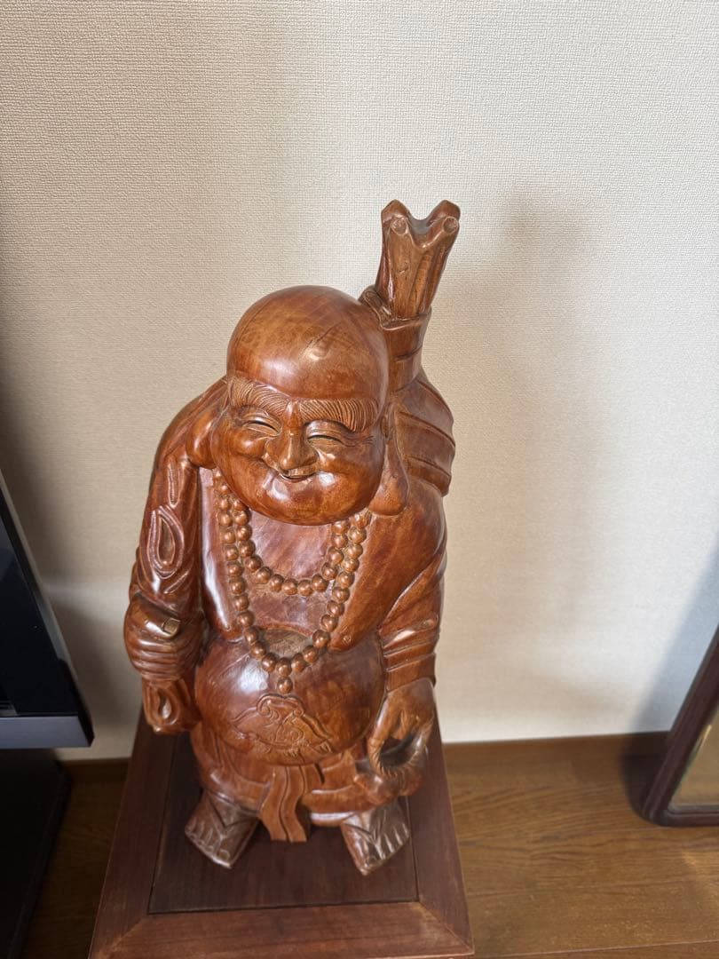 木製 笑顔の仏像 約60cm