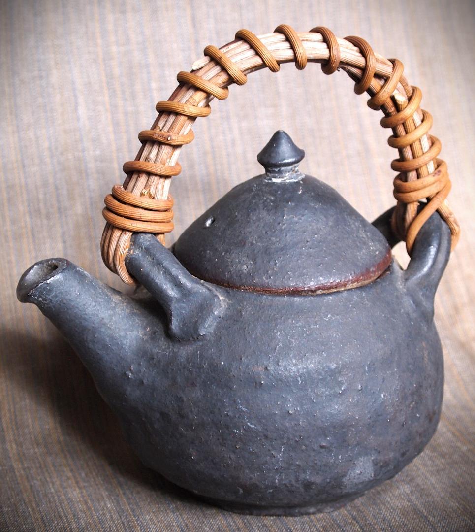 人気作家★加地学【師：森岡成好】★窯変黒土瓶